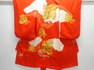 絞り御所車模様刺繍子供着物(長襦袢付き)